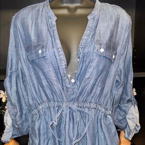 GAP Maternity Blue Denim Button-Up Dress